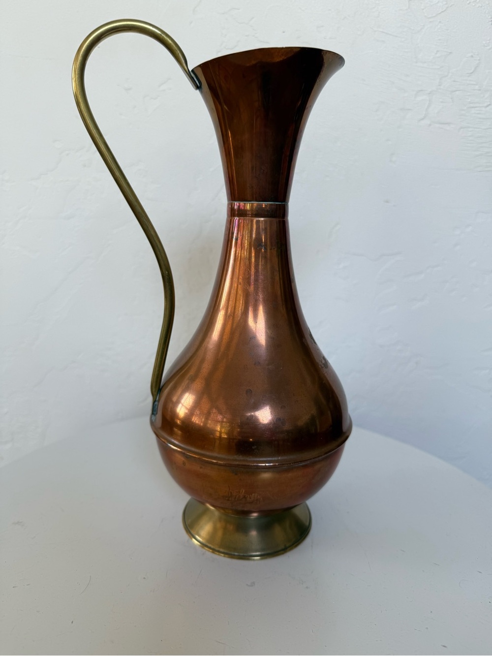 Copper and Brass Mid-Century Decorative Pitcher Vase - Home Accents